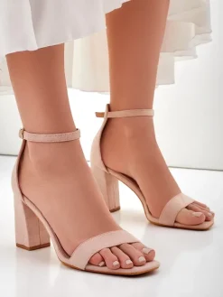 Outlet Damskie sandały eko zamszowe Qwadrat Buty Na Wielkie Wyjście|Sandały Na Słupku