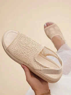 Best Damskie sandały ażurowe z cholewką Levay Sandały Płaskie