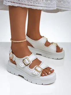 Best Damskie sandały na grubszej podeszwie z dżetami Rocky Chic Sandały Płaskie