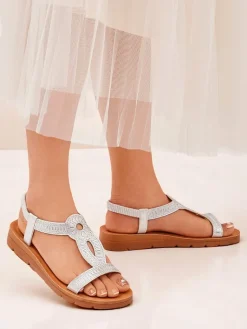 Best Damskie sandały z ozdobnymi paseczkami Ava Shine Sandały Płaskie