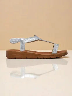 Best Damskie sandały z ozdobnymi paseczkami Ava Shine Sandały Płaskie