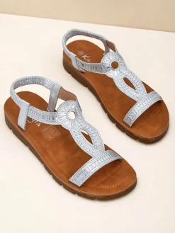 Best Damskie sandały z ozdobnymi paseczkami Ava Shine Sandały Płaskie