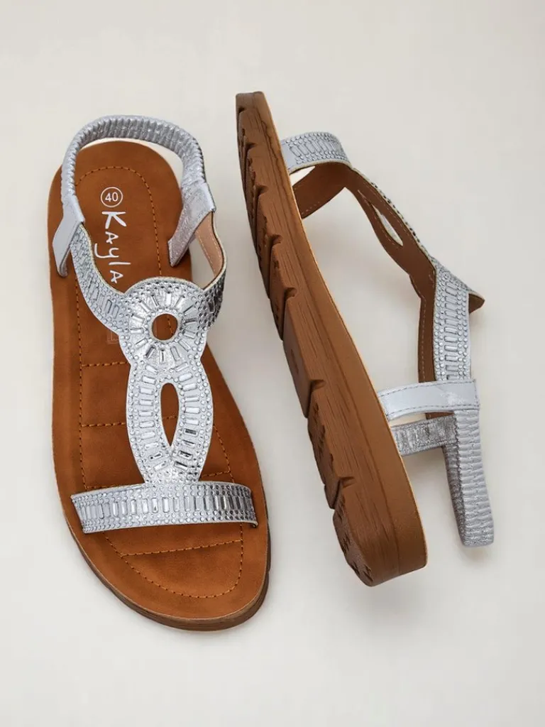 Best Damskie sandały z ozdobnymi paseczkami Ava Shine Sandały Płaskie