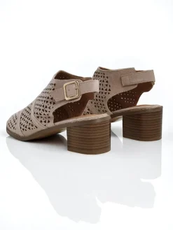 Damskie sandały na niskim słupku ażurowe Elira Buty Na Wielkie Wyjście|Sandały Na Słupku