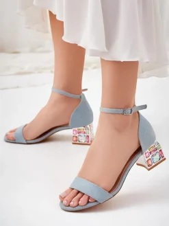 Damskie sandały z ozdobnym obcasem Ballou Buty Na Wielkie Wyjście|Sandały Na Słupku