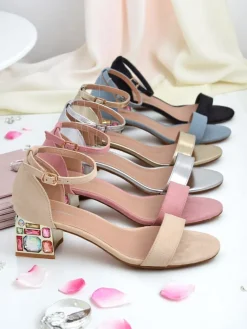 Damskie sandały z ozdobnym obcasem Ballou Buty Na Wielkie Wyjście|Sandały Na Słupku