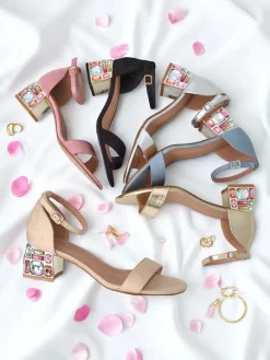 Damskie sandały z ozdobnym obcasem Ballou Buty Na Wielkie Wyjście|Sandały Na Słupku