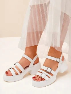 Best Damskie sandały na niskim słupku Otteze Sandały Płaskie