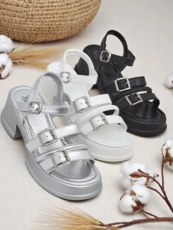 Best Damskie sandały na niskim słupku Otteze Sandały Płaskie