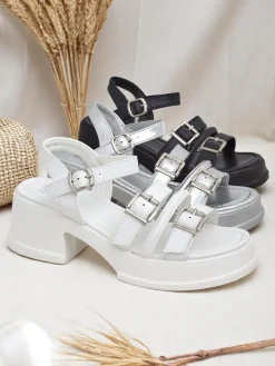 Best Damskie sandały na niskim słupku Otteze Sandały Płaskie