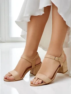 Hot Damskie sandały eko zamszowe Quarter Buty Na Wielkie Wyjście|Sandały Na Słupku