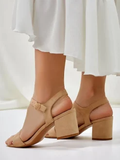 Hot Damskie sandały eko zamszowe Quarter Buty Na Wielkie Wyjście|Sandały Na Słupku