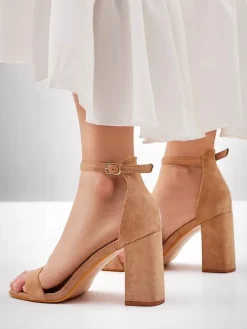 Outlet Damskie sandały eko zamszowe Qwadrat Buty Na Wielkie Wyjście|Sandały Na Słupku