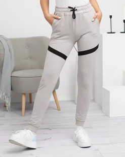 Clearance Damskie spodnie dresowe w kolorze jasnoszarym Spodnie Dresowe