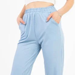 Sale Damskie spodnie materiałowe w kolorze jasnoniebieskim Spodnie Materiałowe