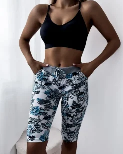 Best Damskie spodenki 3/4 w m kolorze i w kwiaty Spodenki 3/4|Krótkie Spodenki