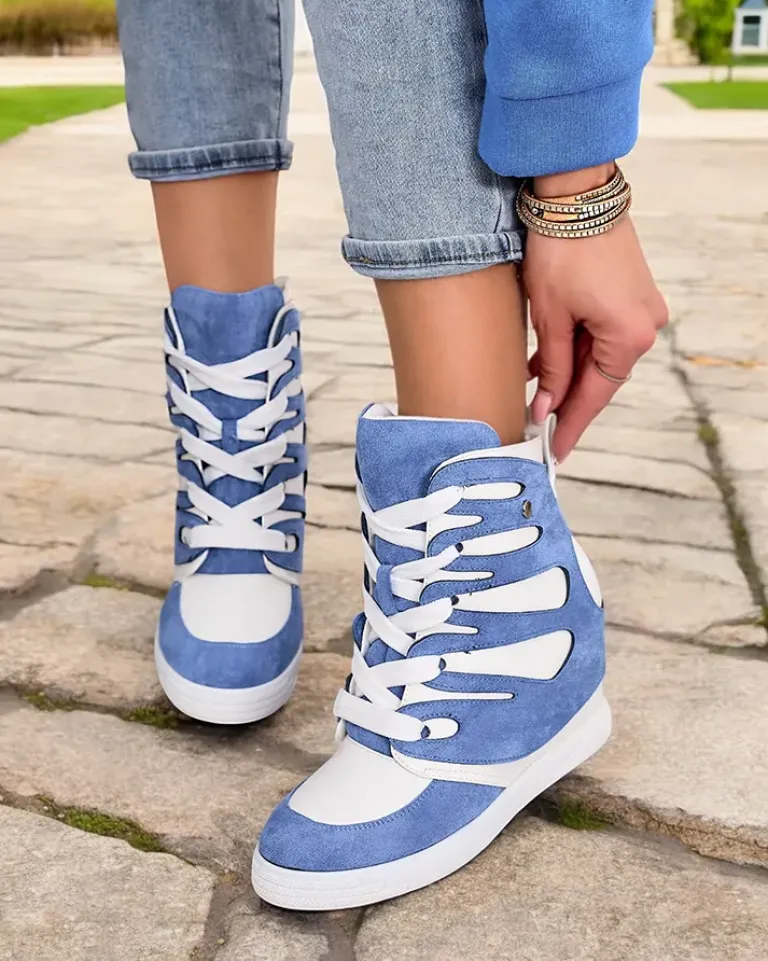 New Damskie sportowe botki na koturnie Pamstinsa Botki Bez Ocieplenia|Botki Na Koturnie