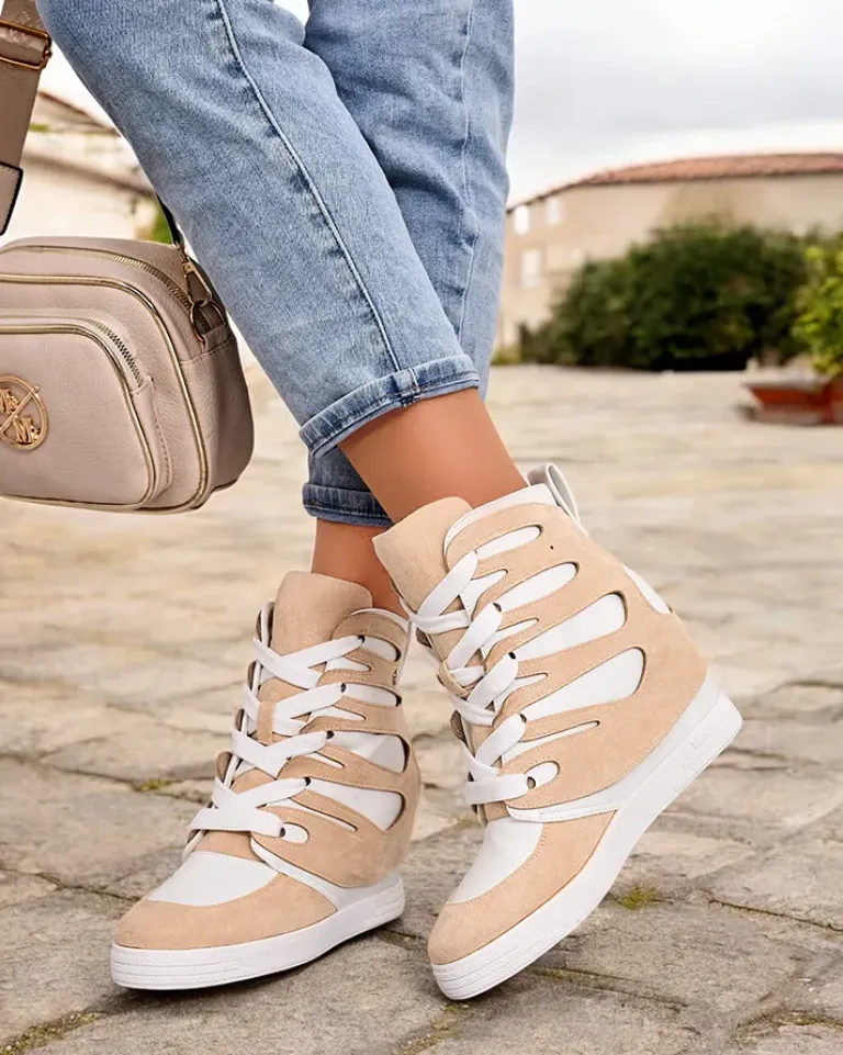 Hot Damskie sportowe botki na koturnie Pamstinsa Botki Bez Ocieplenia|Botki Na Koturnie