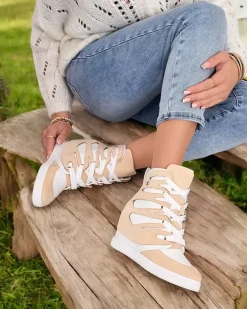 Hot Damskie sportowe botki na koturnie Pamstinsa Botki Bez Ocieplenia|Botki Na Koturnie