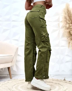 Sale Damskie szerokie spodnie typu bojówki Spodnie Cargo|Jeansy