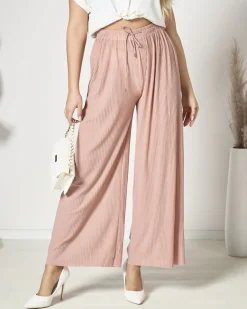 Discount Damskie szerokie plisowane spodnie palazzo w m kolorze Spodnie Materiałowe