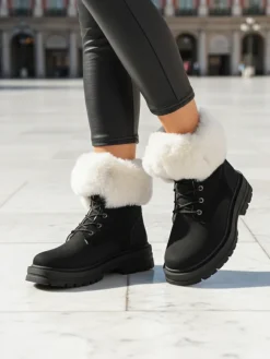 Online Damskie trapery z futerkiem Nasaha Trapery|Botki Sznurowane