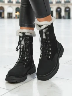Online Damskie trapery z futerkiem Nasaha Trapery|Botki Sznurowane