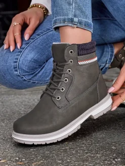 Outlet Damskie trapery Miszuz Trapery|Botki Sznurowane