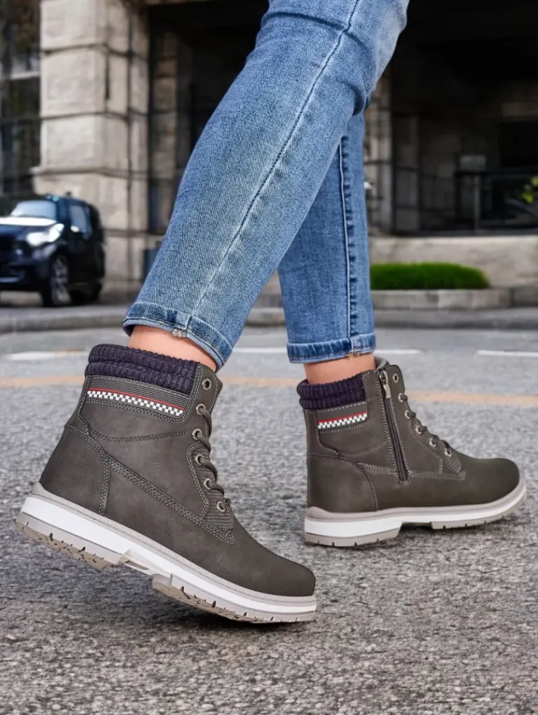 Outlet Damskie trapery Miszuz Trapery|Botki Sznurowane