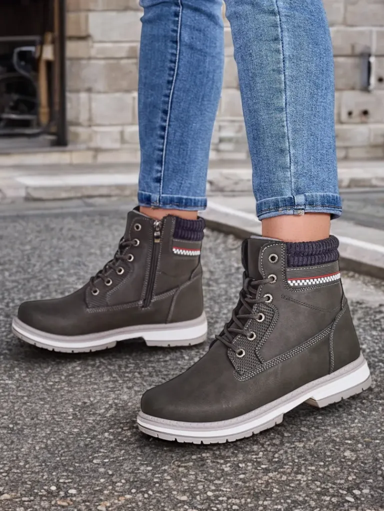 Outlet Damskie trapery Miszuz Trapery|Botki Sznurowane