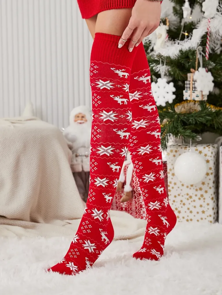 Best Damskie świąteczne skarpety za kolano w kolorze m Skarpetki