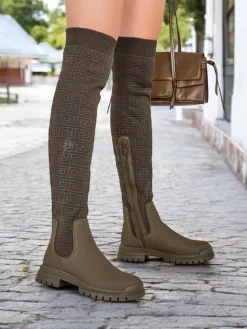Online Damskie wsuwane kozaki Bezzonu Kozaki Na Płaskim Obcasie|Kozaki Bez Ocieplenia