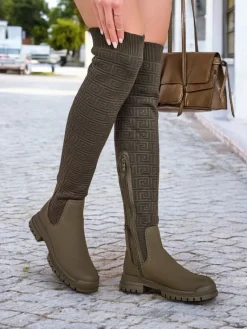 Online Damskie wsuwane kozaki Bezzonu Kozaki Na Płaskim Obcasie|Kozaki Bez Ocieplenia