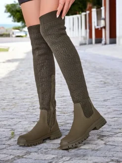 Online Damskie wsuwane kozaki Bezzonu Kozaki Na Płaskim Obcasie|Kozaki Bez Ocieplenia