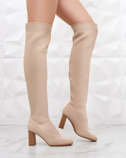 Best Damskie wsuwane kozaki za kolano Nolels Kozaki Na Obcasie|Kozaki Bez Ocieplenia