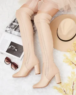 Sale Damskie wsuwane kozaki za kolano Nolera Kozaki Na Obcasie|Kozaki Bez Ocieplenia