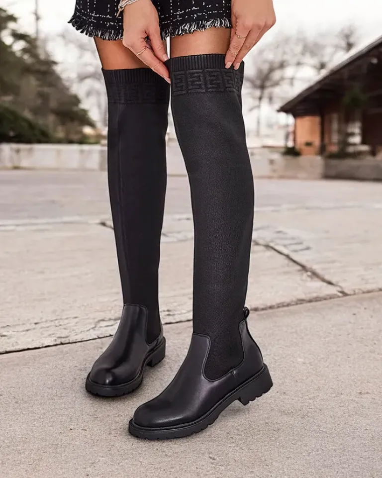 Best Damskie wsuwane kozaki Bifonus Kozaki Na Płaskim Obcasie|Kozaki Bez Ocieplenia