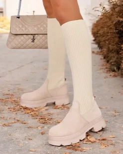 Outlet Damskie wsuwane kozaki Anobbi Kozaki Na Płaskim Obcasie|Kozaki Bez Ocieplenia