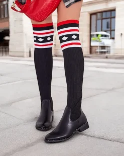 New Damskie wsuwane kozaki Herio Kozaki Na Płaskim Obcasie|Kozaki Za Kolano