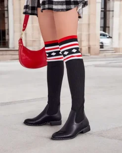 New Damskie wsuwane kozaki Herio Kozaki Na Płaskim Obcasie|Kozaki Za Kolano