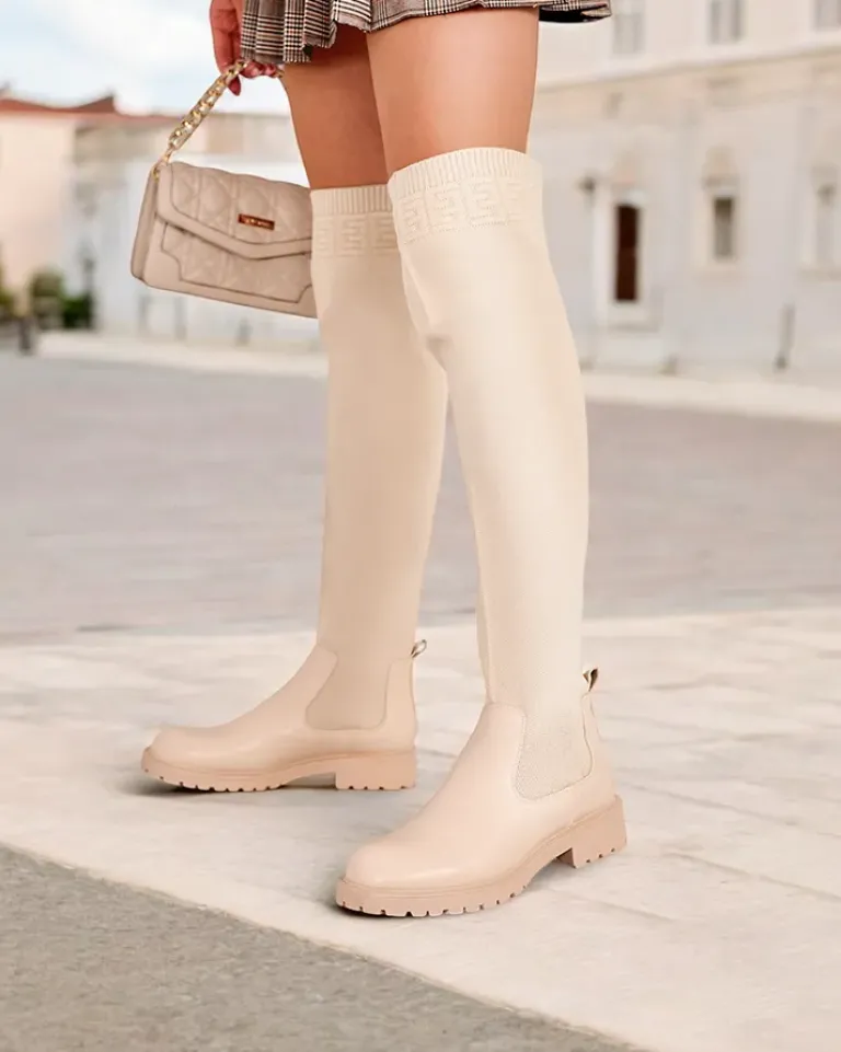 Discount Damskie wsuwane kozaki Bifonus Kozaki Na Płaskim Obcasie|Kozaki Bez Ocieplenia