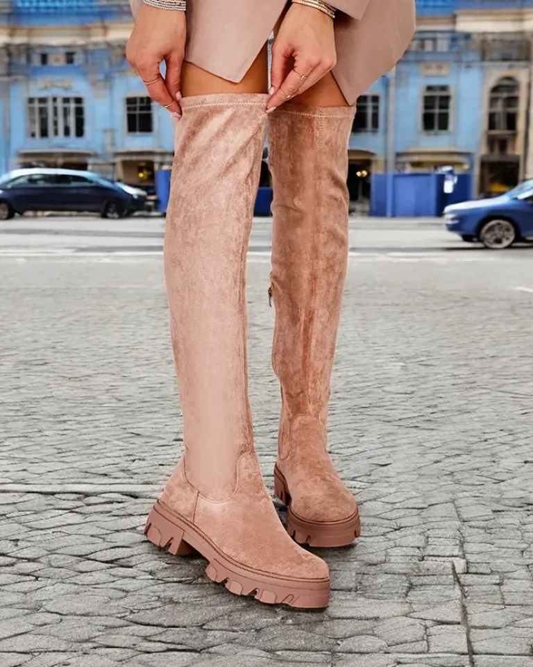 Online Damskie wsuwane kozaki za kolano Vianas Kozaki Na Płaskim Obcasie|Kozaki Bez Ocieplenia