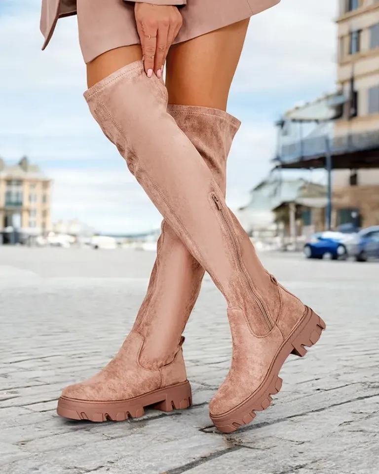 Online Damskie wsuwane kozaki za kolano Vianas Kozaki Na Płaskim Obcasie|Kozaki Bez Ocieplenia