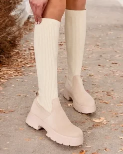 Best Damskie wsuwane kozaki do kolana Umigg Kozaki Na Płaskim Obcasie|Kozaki Bez Ocieplenia