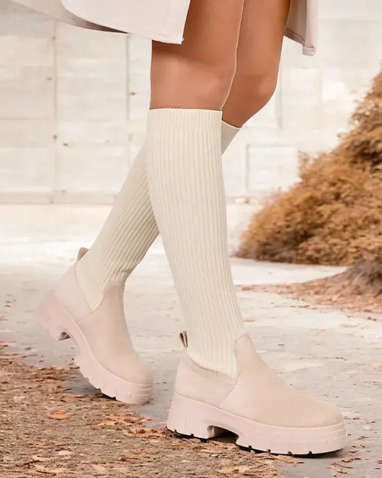Best Damskie wsuwane kozaki do kolana Umigg Kozaki Na Płaskim Obcasie|Kozaki Bez Ocieplenia