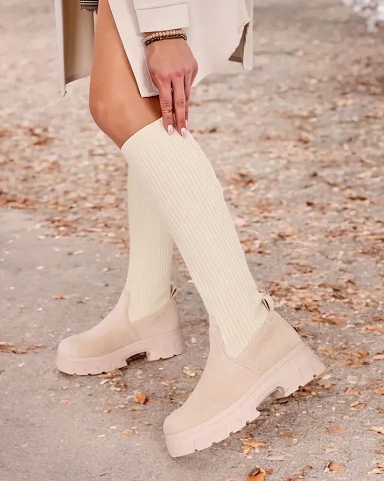 Best Damskie wsuwane kozaki do kolana Umigg Kozaki Na Płaskim Obcasie|Kozaki Bez Ocieplenia