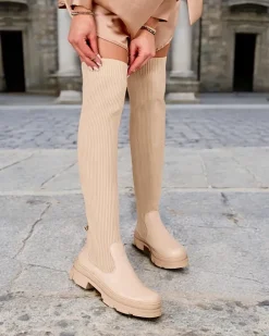 Clearance Damskie wsuwane kozaki za kolano Sonelli Kozaki Na Płaskim Obcasie|Kozaki Bez Ocieplenia