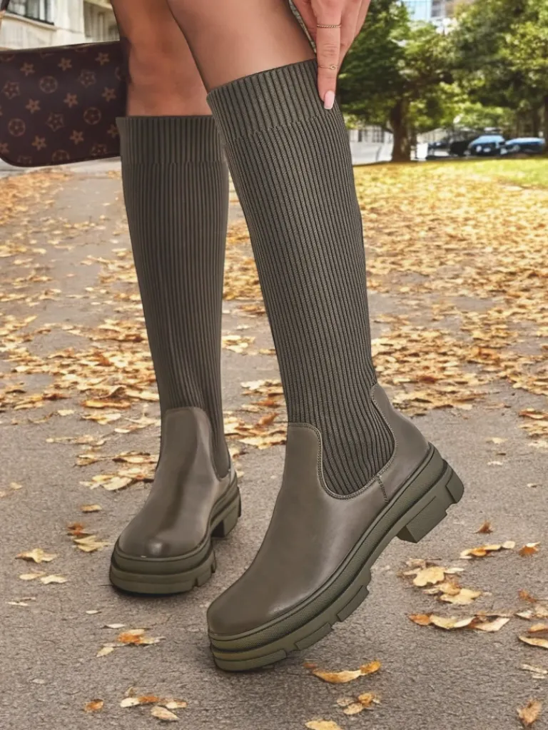 Clearance Damskie wsuwane kozaki Bireno Kozaki Na Płaskim Obcasie|Kozaki Bez Ocieplenia