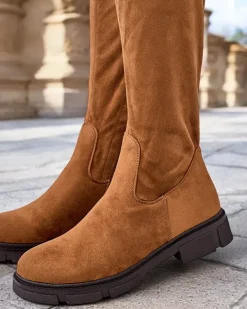 Best Damskie wsuwane kozaki za kolano Robus Kozaki Na Płaskim Obcasie|Kozaki Bez Ocieplenia