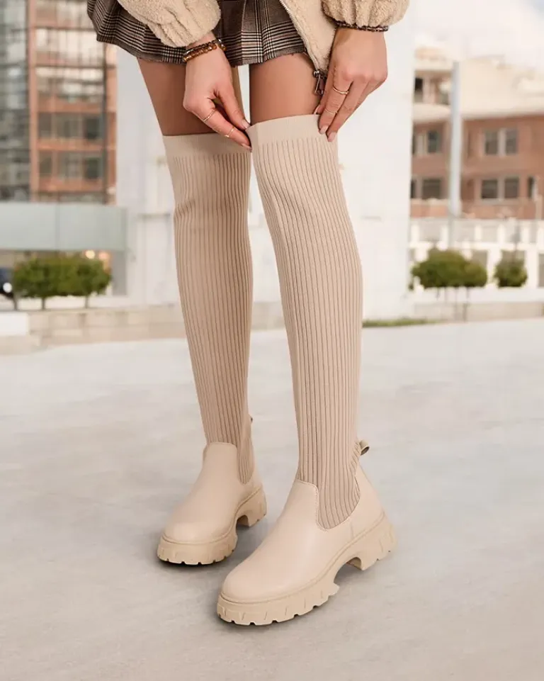 Best Damskie wsuwane kozaki Romie Kozaki Na Płaskim Obcasie|Kozaki Bez Ocieplenia